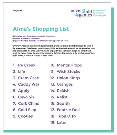 SampleGames1 Alma's Shopping List